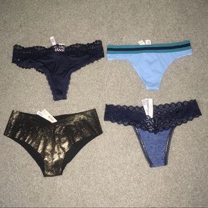 NWT bundle of lace blue victoria's secret panties